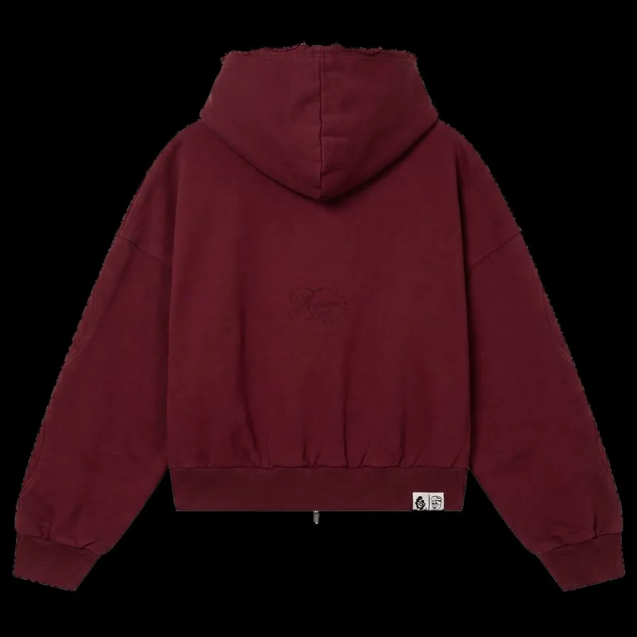 Sudadera con cremallera burdeos de Mommyslove, espalda
